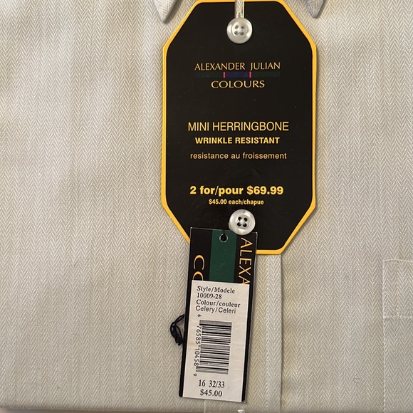 **2 for $30** Alexander Julian wrinkle resistant mini herringbone shirt, size 16 - Picture 3 of 5